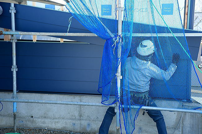 鯖江市の新築住宅外壁工事の作業様子その9